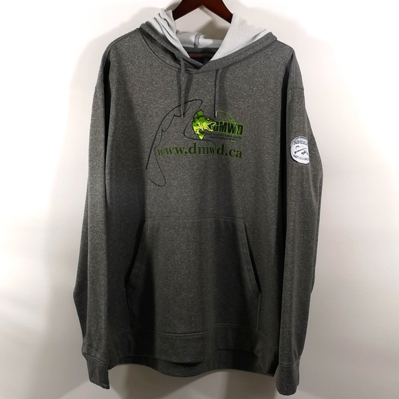 Men's Extra Large Grey Fishing Hoodie, Dubreuilville Magpie Walleye Derby, NWOT - Picture 2 of 7